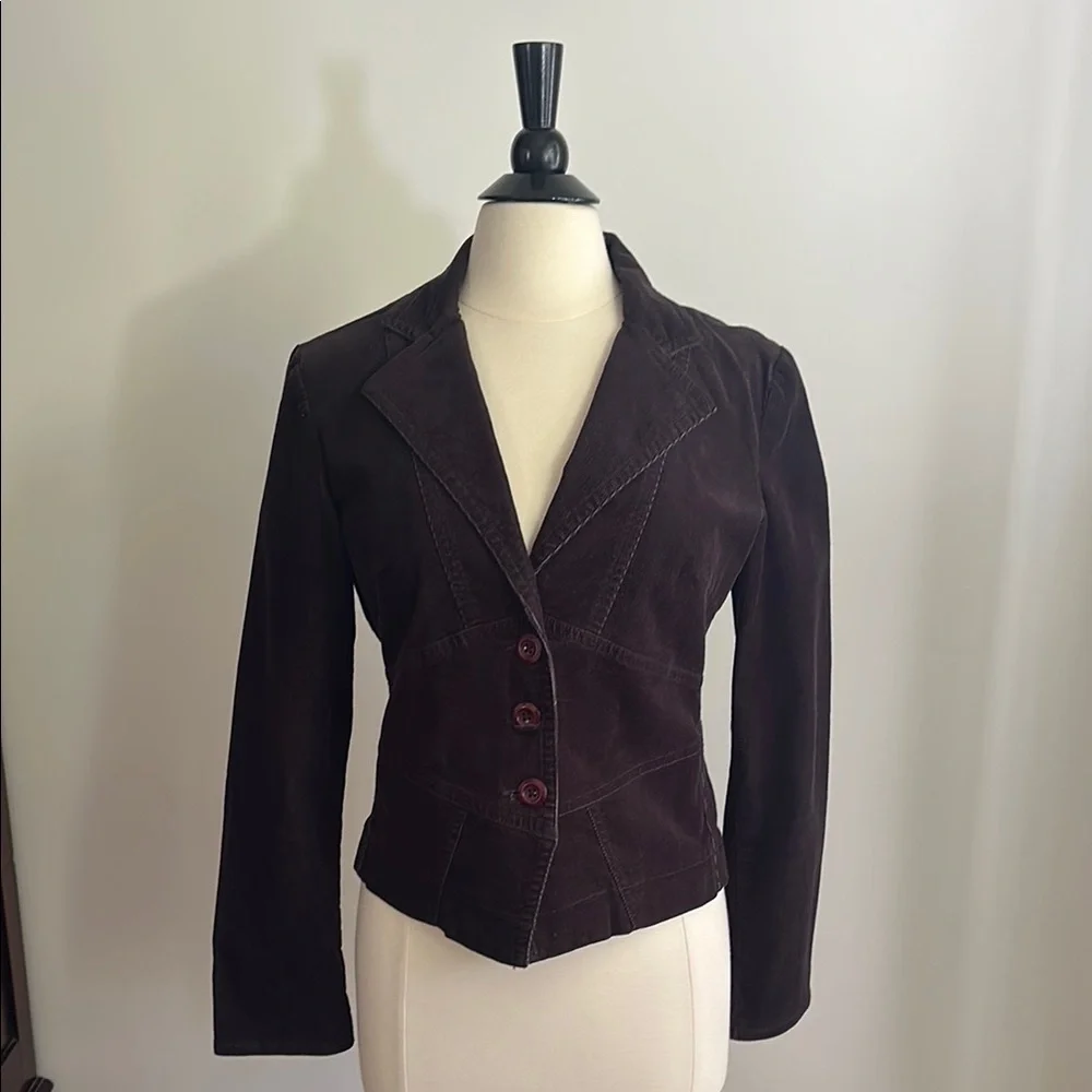 💜🤎 Willi Smith Brown/Purple Corduroy Tailored Blazer with Notched Lapels 8 - Picture 5 of 9